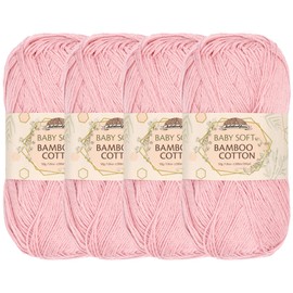 JubileeYarn Baby Soft Bamboo Cotton Yarn - 50g/Skein - Primrose Pink - 4 Skeins