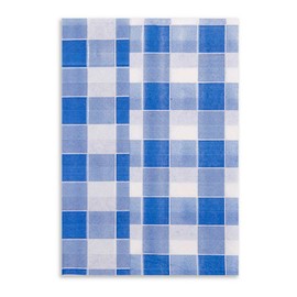 Luxenap 7 x 13.5 Inch Checkered Napkins, 100 Pre-Folded Picnic Napkins - 1-Ply, Recycled, Blue Paper Disposable Dinner Napkins, For Parties Or Everyday Use, Soft - Restaurantware