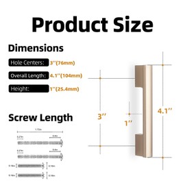 KOMOTIA 10 Pack Champagne Bronze Cabinet Pulls 3 Inch Hole Centers Kitchen Cabinet Handles Silver Drawer Pulls Cabinet Hardware