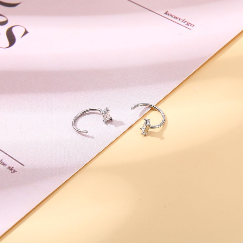 8 Pairs Stainless Steel Half Hoop Earrings | Huggie Hoop