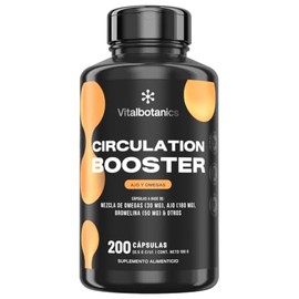 VITAL BOTANICS - Active Circulation - Omega 3, 6 y 9, Vitamina C, Ajo, Bromelina, Cúrcuma, Jengibre, Uva - Multivitamínico - 200 Cápsulas De 500 Mg - 6 Meses Suplemento - Libre De Gluten Y Aditivos