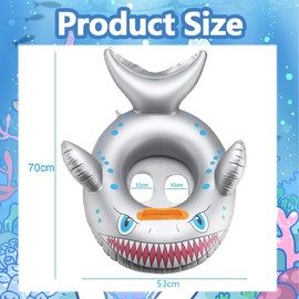 LGWJHCY Grey Shark Swimming Ring, Inflatable Swimming Ring for Children, Cartoon Inflatable Swimming Ring, Swimming Hoop Children, Beach Toy, Water Toy for Pool and Beach Party
