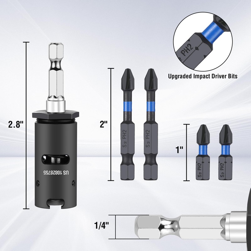 WORKPRO Drywall Screw Setter/Extractor Impact Bit Holder, Fits Any Standard