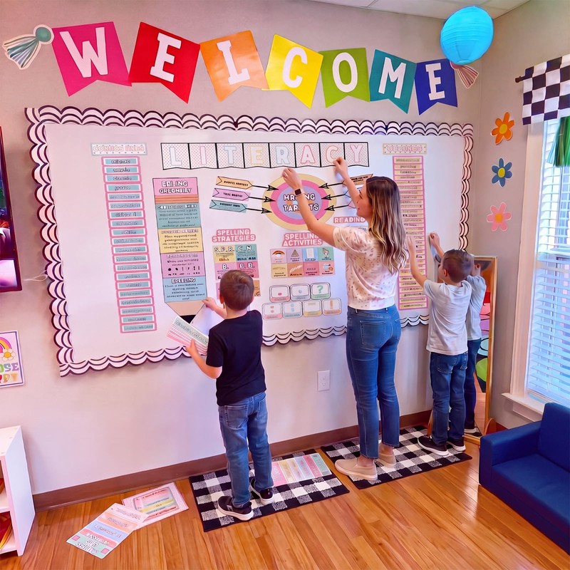 Maitys 106 Pcs Pastel Reading Posters for Classroom Back to