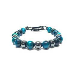 Ochrana Pulsera Ajustable de Ojo de Tigre Azul zircón con hematita de 8mm