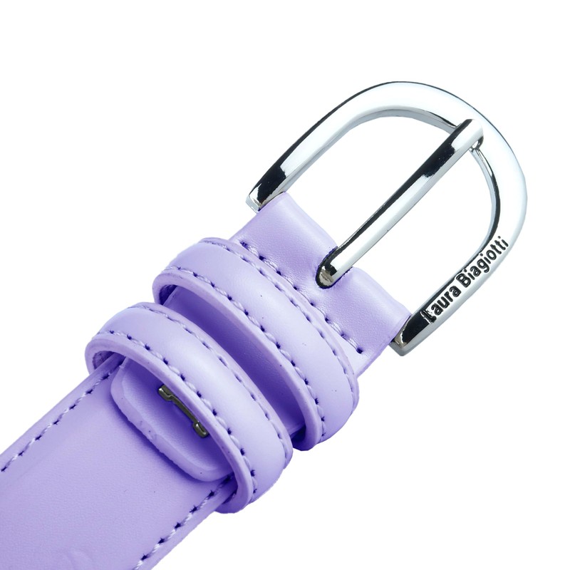 Biagiotti Women's Genuine Leather Thin Belt with Box, Violet 3