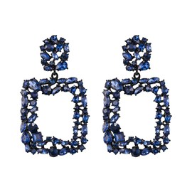 EVER FAITH Women's 6 Colours Large Rhinestone Crystal Square Geometric Statement Trapezoidal Earrings for Party Wedding, Crystal