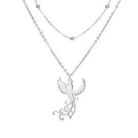 EUEAVAN Phoenix Necklace for Women, Rising Phoenix Necklace, Nirvana of Phoenix, Mythological Phoenix Bird Pendant, Rise from the Ashes, Jewelry Inspiration Gifts, Stainless Steel, No Gemstone