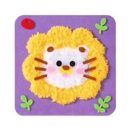 Sndperiexam 1Pc DIY Embroidery Lion Doll Set, Felt Cartoon Animal Sewing Craft with Stickers, Stickers Hands On Activities Projects DIY Arts & Craft