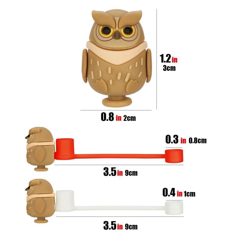 CAIRIAC Straw Covers, Silicone Straw Tip Covers Cute Owl Straw