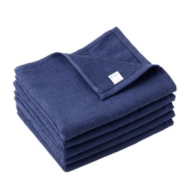 Muco Towel, Antibacterial, Deodorizing, Face Towel, Esthetics, Commercial Use, Quick Drying, Made in Japan, Set of 5 (Same Color), Navy