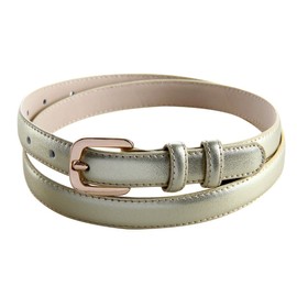 Women's Genuine Leather Belt Alloy Pin Buckle 100% Cowhide Fashion Belt for Girl (Suitable for 21"-29" waist (95CM), Silver)
