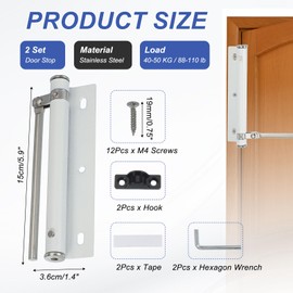 PATIKIL 5.5 Inch Spring Door Closer, 2 Set Spring Door Stop Screen Door Latch Security Door Stopper with Adjustable Closing Speed for Home Hinge Door, White