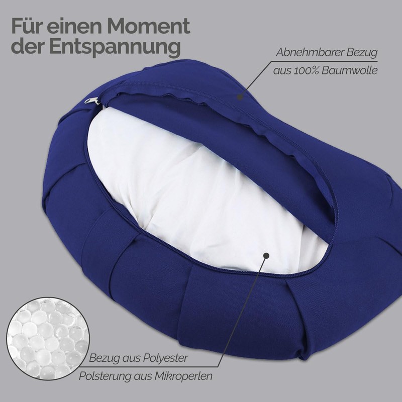 Vivezen - Zafu Bean Bag Meditation Cushion Yoga Crescent Moon