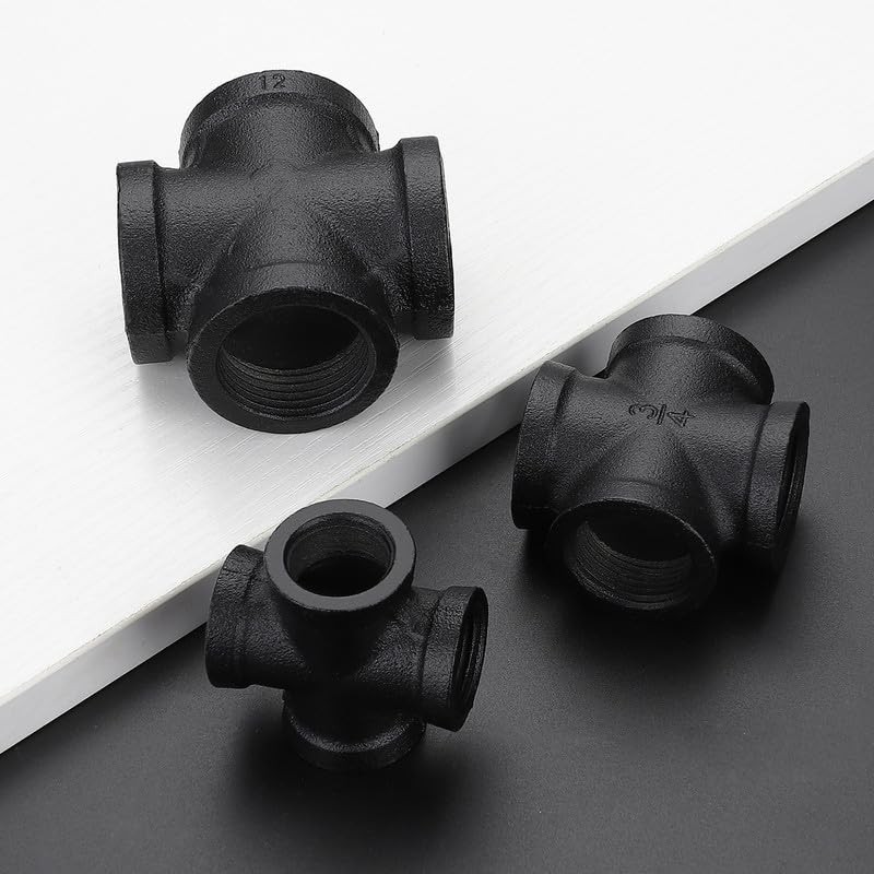 1" Black Pipe Fittings 4-Way Cross Fitting - Home Expert