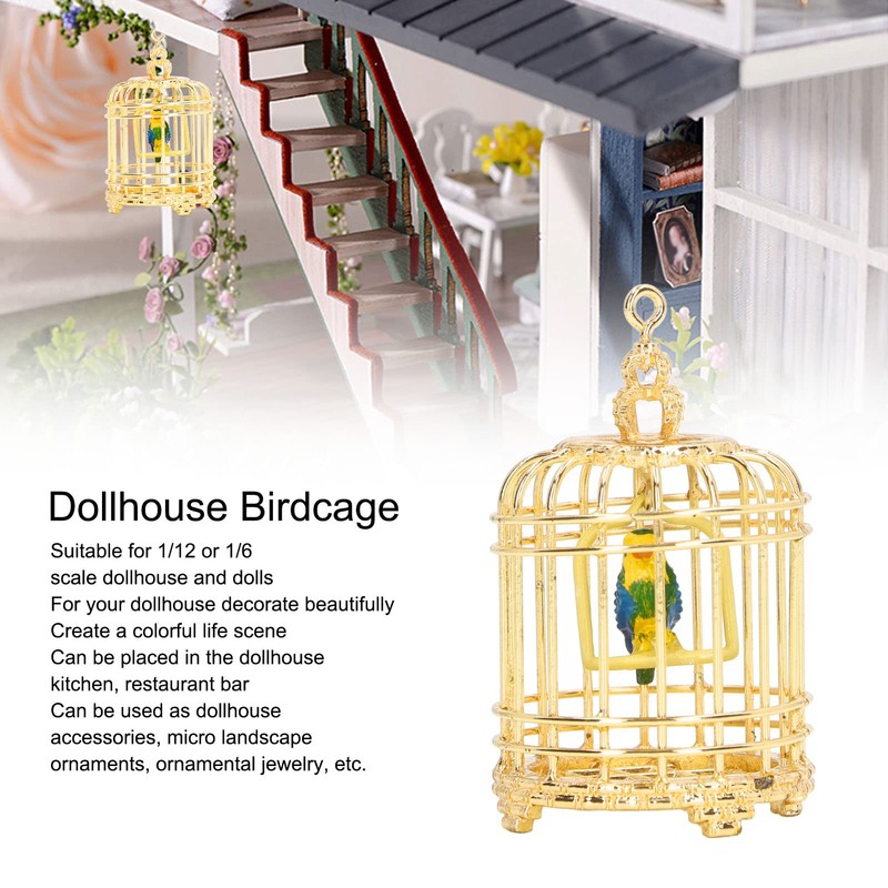 Metal Dollhouse Birdcage Toys, 1/12 Metal Dollhouse Birdcage Dollhouse Miniature