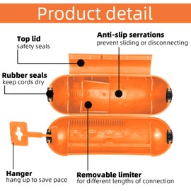 Weewooday 10 Pcs Winter Outdoor Extension Cover with Waterproof Seal Safety Protective Cover Weatherproof Plug Cord Protector Electrical Connection Box for Outdoor Outlet Plug Pump Light (Orange)