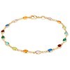 Barzel 18K Gold Plated Multi Color Crystal Baguette Anklet (Multicolor