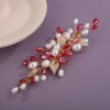 Teyglen Bride Red Rhinestone Wedding Hair Clip Bridal Pearl Crystal
