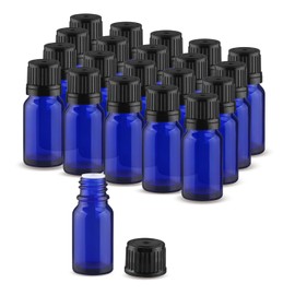 Wresty 20 Pack Blue Glass Bottles Essential Oil Bottles Refillable Sample Bottles DIY Glass Bottle Vials Cosmetic Containers With Rifice Reducer Dropper (10ml)