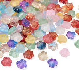 Craftdady 160pcs Transparent Glass Dog Paw Print Loose Beads Spray Painted Crystal Glass Animal Cat Bear Footprint Spacer Beads Charms 11x12mm for Jewelry Crafts Making