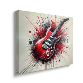 Music Guitar Canvas Wall Art Graffiti Guitar Instrument Pictures Art Studio Painting Prints Modern Artwork for Music Room Living Room Bedroom Office Framed Wall Decor 12"x16"