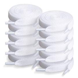 5 Pairs White Shoelaces for Sneakers, Athletic White Shoelaces, 5/16'' White Shoe laces, 55'' Fit Most Flats and Sneakers