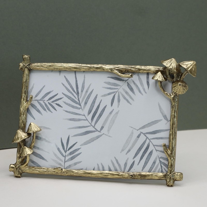 Gold Mushroom Metal Picture Frame 6 X 4 Inch Floral