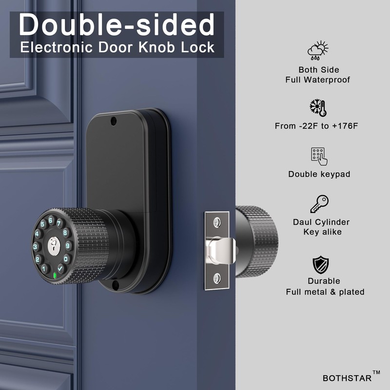 BOTHSTAR Keypad Door Knob with Key,Keyless Entry Door Lock, Code