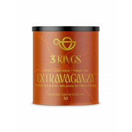 3 KINGS Premium Chaga - Lions Mane - Turkey Tail Mushrooms & Orange Tea Blend - 30 Tea Bags