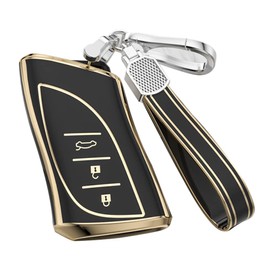 [KUNIO] Lexus Key Case, Keychain, Lightweight, TPU for Lexus ES300h, ES350, UX UX200, NX LC500, LC500h, LS500, LS500H, GS IS RX, LX RC 2018, 2019, etc, A Black