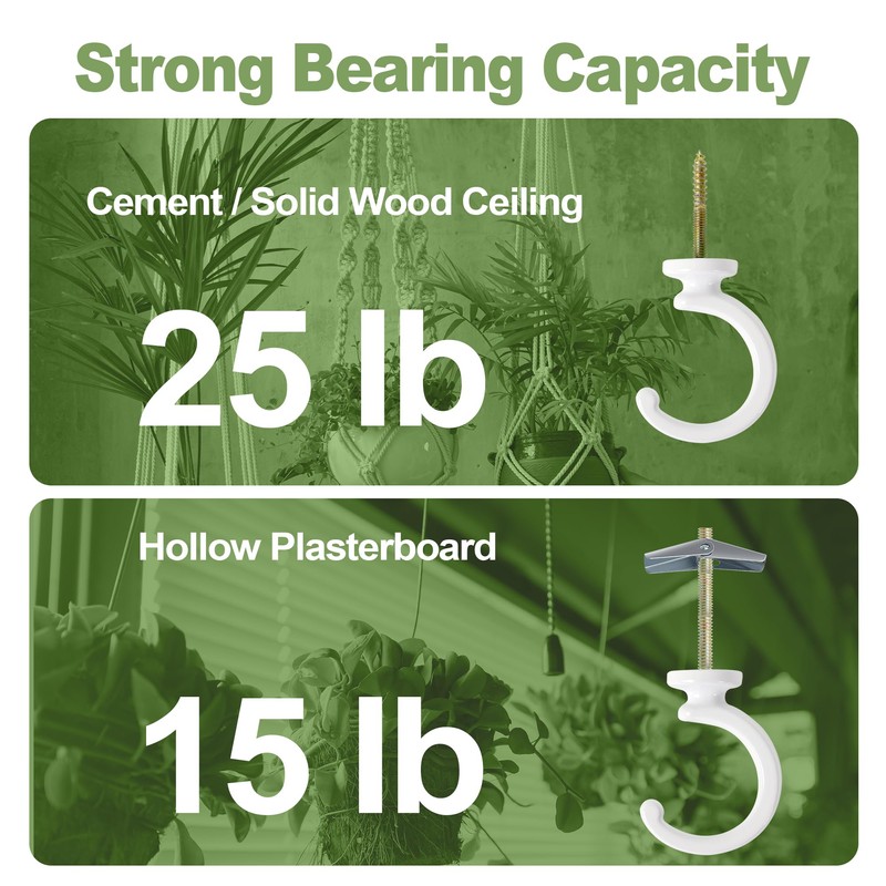 Aidoclip 2PCS Ceiling Hooks for Hanging Plants,Heavy Duty Plant Swag