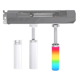 YOUNLEN graphics card GPU bracket support graphics card bracket game GPU support bracket adjustable height graphics card support aluminum alloy white RGB light effect.(80mm-120mm)