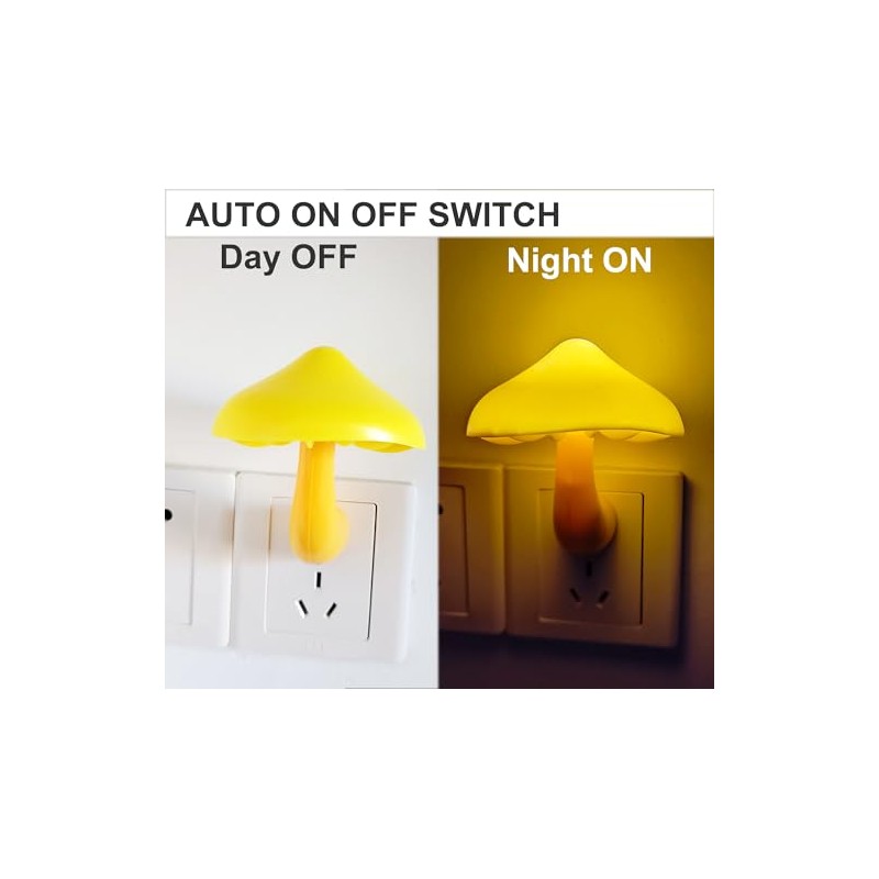 AUSAYE 3 Pack Sensor LED Mushroom Night Light Plug in