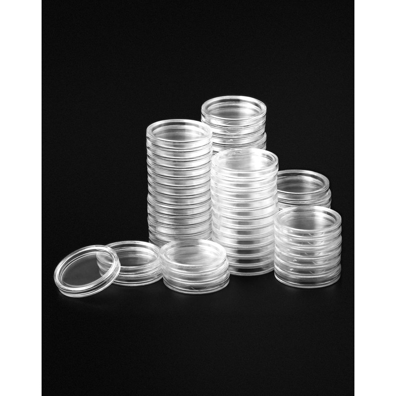QWORK® 200PCS Coin Capsule Coin Holder - 25mm - Plastic