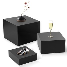 Gowing Buffet Risers, Food Display Risers for Party, Black Food Risers for Buffet Dessert Table, Risers for Display Decorative for Food, Black Acrylic Boxes for Food Display, 3PCS 8''x9''x10''