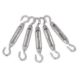 POFET 10pcs M4 Stainless Steel 304 Hook& Hook Turnbuckle Wire Rope, Strong Tension Hardware Kit for Wire Rope Tension Heavy Duty