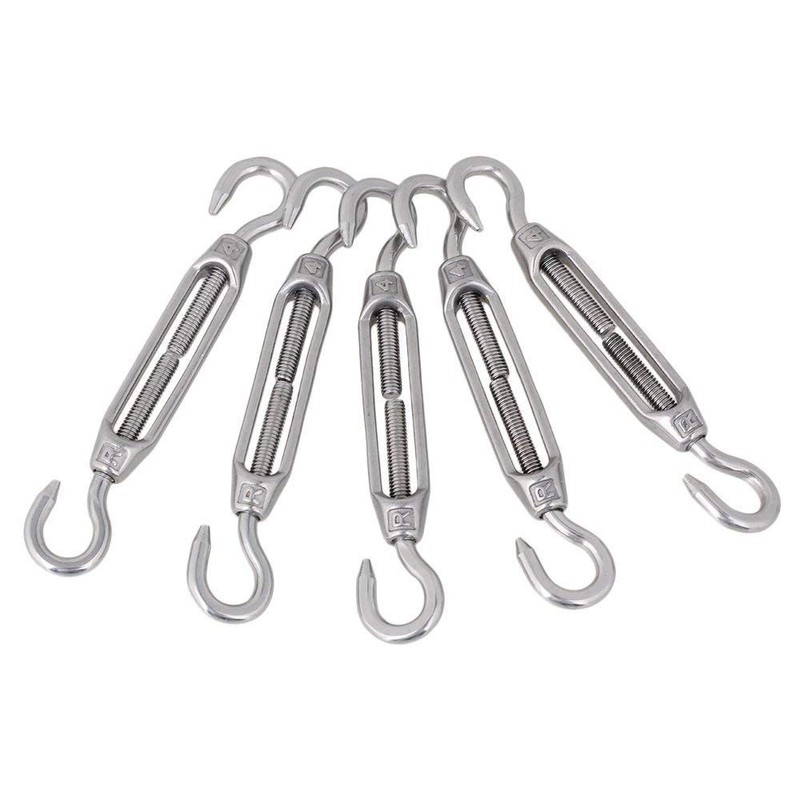 POFET 10pcs M4 Stainless Steel 304 Hook& Hook Turnbuckle Wire
