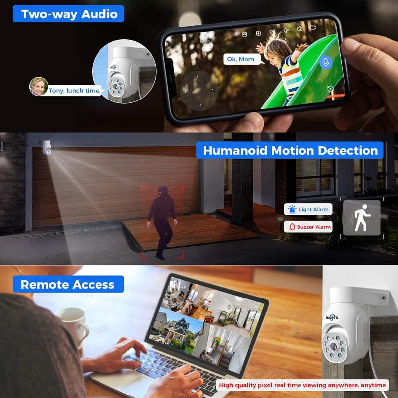 Hiseeu 360° Security Camera Outdoor with Color Night Vision,5MP POE