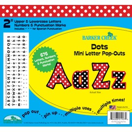 Barker Creek Letter Pop-Outs, 2" Dots, Multicolor Designer Letters for Bulletin Boards, Breakrooms, Reception Areas, Signs, Displays, and More! 2", 676 Characters per Set (1907)