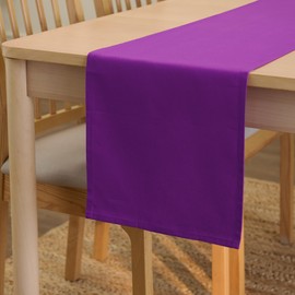 Encasa Homes table runner for 6 seater table, purple, large, 33 x 183 cm, 100% cotton plain dyed decoration towel for party, banquet, restaurant, machine washable