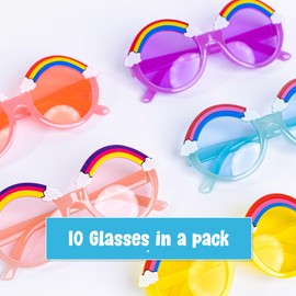 Toyseum 10 x Rainbow Toy Sunglasses for Kids, Cute Party Bag Fillers for Girls, Pack of 10 (5 Unique Colours)