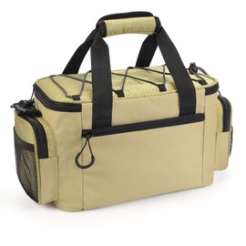 Calamus Fishing Tackle Bags - Fishing Bags for Saltwater or Freshwater Fishing - Rip-Stop PE - Padded Shoulder Strap - Pliers Storage, C：Khaki(without trays)-14.3*9*7.5 inches, 14.3 X 9 X 7.5 Inches,