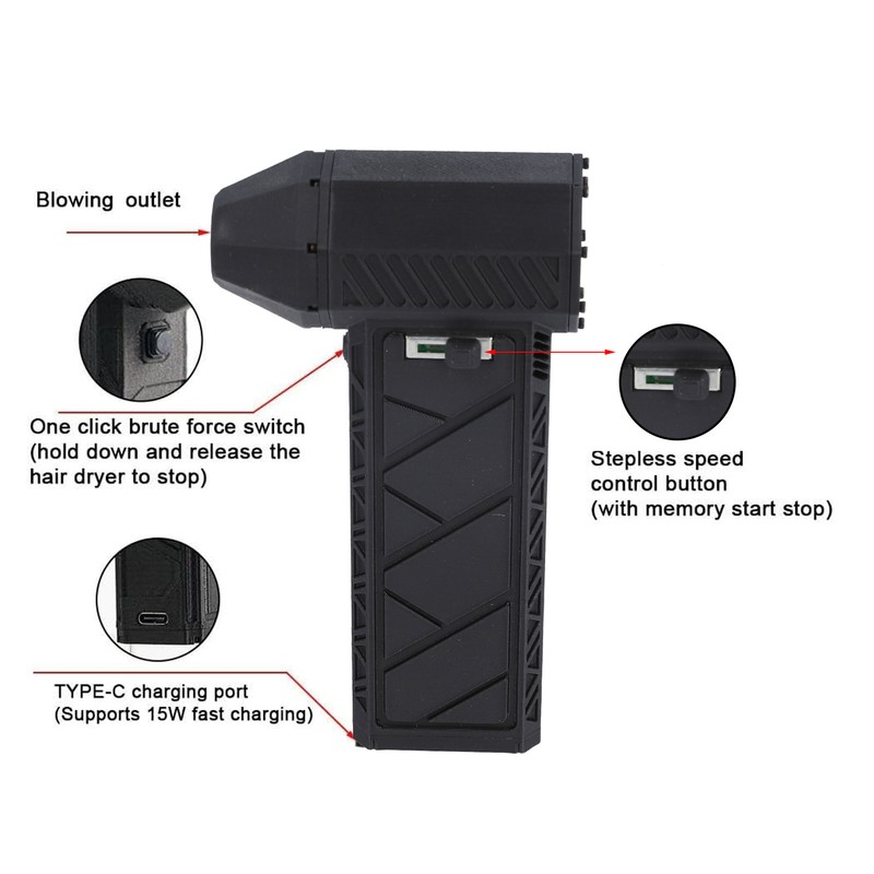 Turbo Fan Blower 130000RPM Adjustable Speed Handheld Portable Jet Fan