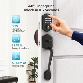 Keyless Entry Door Lock, HEANTLE Keypad Door Lock, Fingerprint Deadbolt Lock for Front Door, Door Lock with Code, Auto Lock, Easy to Install, Electronic Deadbolt Lock, Home Decor