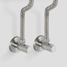 SUBMARINE Brass Angle Stop Valve, 1/2'' Inlet and Outlet Caliber, 1/4 Turn Shut Off Valve, With 3/8'' Adapter, Suitable for Kitchen, Bathroom and Toilet Shut Off Valve