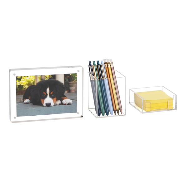 Mind Reader 3-Piece Desk Organizer Set, Pen Holder, Photo Frame