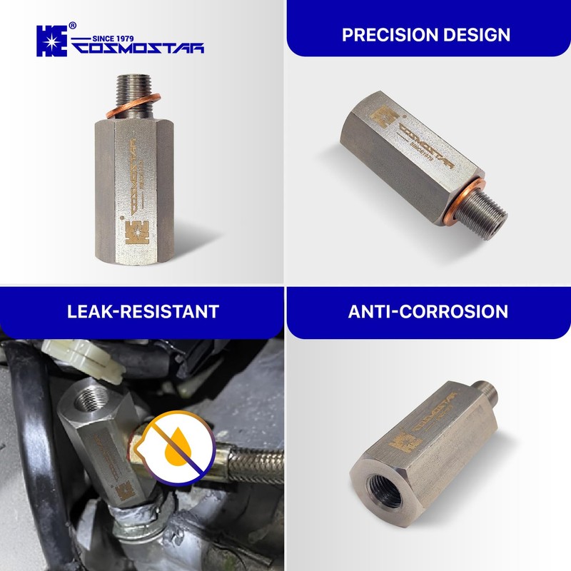 Cosmostar Stainless Steel 1/8" NPT Tee Oil Pressure Sensor Adapter