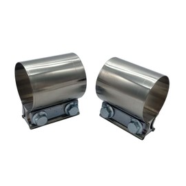 1 Pair 2pcs SHLPDFM 2 1/2" Inch Exhaust Band Clamp T304 Stainless Steel Butt Joint Band Exhaust Clamp Sleeve Coupler Universal for The Catback Muffler Downpipe