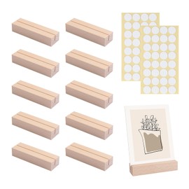 AiQInu Pack of 10 Bamboo Place Card Holders, Small Wooden Card Stand, Postcard Holder, Photo Holder for Weddings